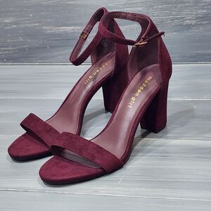 MADDEN GIRL Womens Beella Round Toe Block Heel Heeled Sandal 8.5 M Merlot